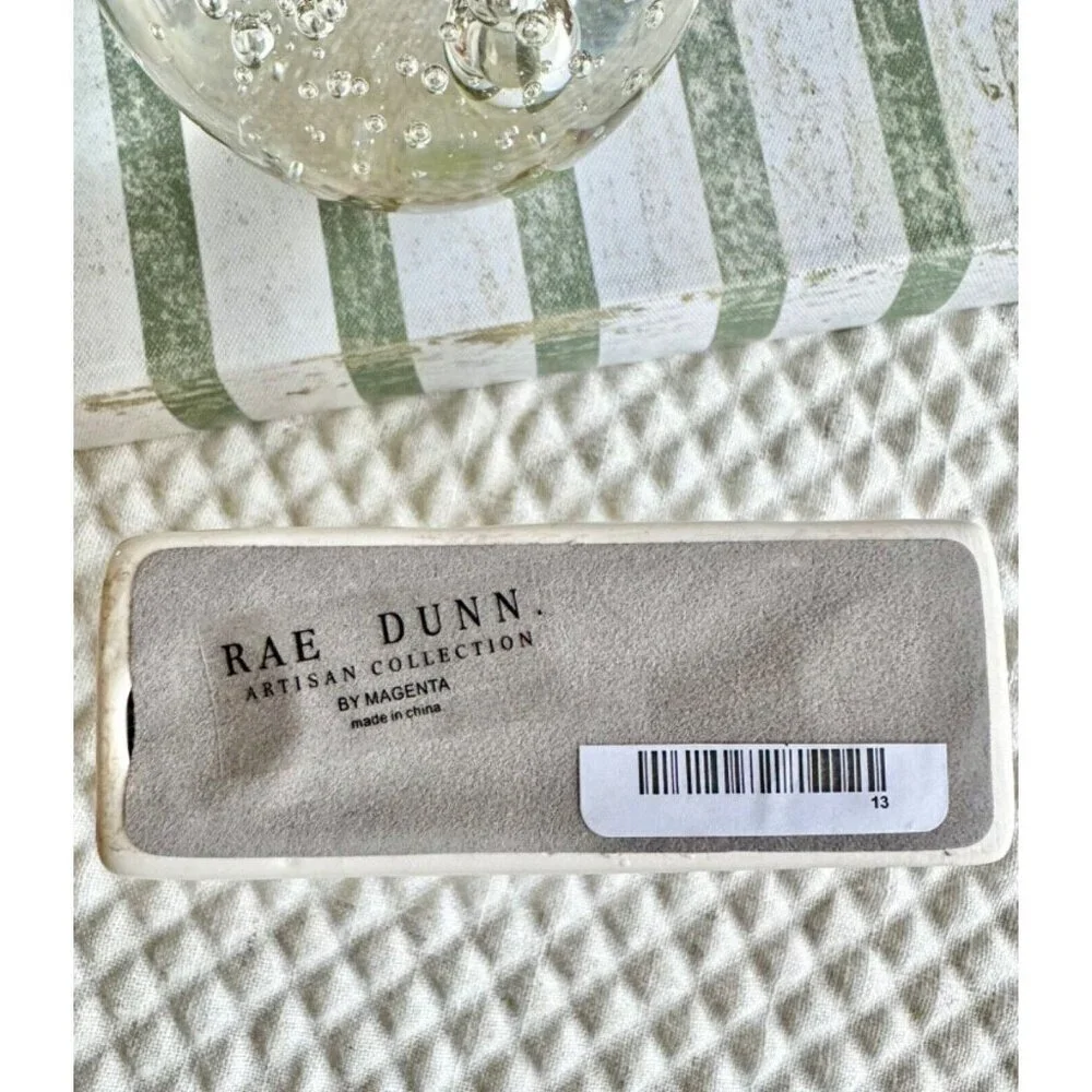 New Rae Dunn LESS IS MORE / MORE OR LESS Ceramic Desk Block Paperweight Decor